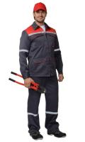 Костюм "Механик": куртка, брюки серый с красным и СОП 25 мм