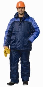 Костюм "БАЛТИКА": куртка дл., полукомбинезон тёмно-синий с васильковым