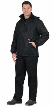Куртка "Прага-Люкс" мужская, короткая с капюшоном, черная (Ч3) тк. Дюспо  