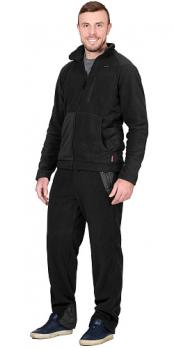 Куртка флисовая "Актив" черная с черной отделкой (Ч3)