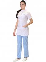 Костюм "ЭВИТА" женский: блуза, брюки белый с голубым р. 120-124/158-164