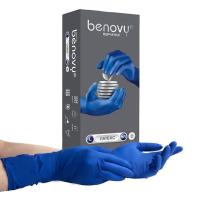 Перчатки одноразовые "Benovy" латексные повышенной плотности синие (25 пар)