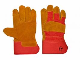 Перчатки спилковые комбинированные желтые с красным (тип "РЛ")