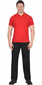 Рубашка-поло красная короткие рукава с манжетом, пл.180 г/м2
