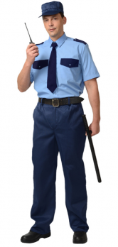 Рубашка Охранника кор. рукав (тк. Вега) голубая с т.синим