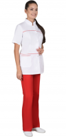 Костюм "ЛАУРА" женский: блуза, брюки, (белый с красным)_0