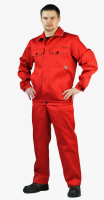 Костюм "Профессионал" :куртка короткая, п/комб. красный с оранжевым кантом