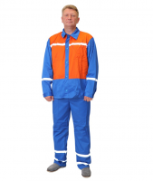 Костюм дорожника: куртка, брюки оранжевый с васильковым и СОП (распродажа)_0