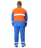 Костюм дорожника: куртка, брюки оранжевый с васильковым и СОП (распродажа)_1
