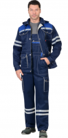 Костюм "Лидер" летний: куртка, п/к.,темно-синий с васильковым и молочным и СОП 25 мм