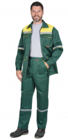 Костюм "МЕХАНИК": куртка, брюки зелёный с жёлтым и СОП 25 мм_0