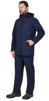 Куртка "Азов" удлиненная синяя с капюшоном, софтшелл (ЧЗ)