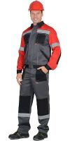 Костюм "Лигор" куртка, брюки темно-серый с красным и черным и СОП 50 мм (тк. Гретта)