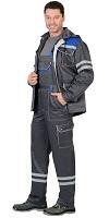Костюм мужской летний «ЛИДЕР» куртка и полукомбинезон, т.серый с васильком и молочным, СОП