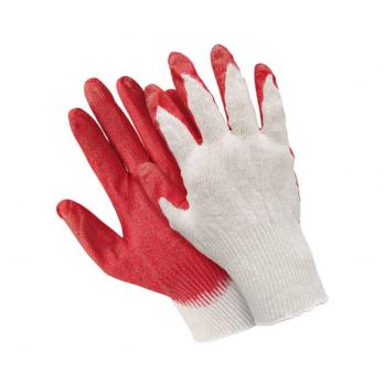 Перчатки ХБ красный облив белые М-L (9-10)