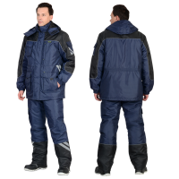 Костюм "Фотон" зимний: куртка дл., брюки темно-синий с черным и СОП