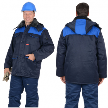 Куртка "Профессионал" дл., зимняя темно-синяя с васильковым (Ч3)