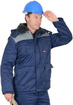 Куртка "Профессионал" дл., зимняя темно-синяя с серым (Ч3)