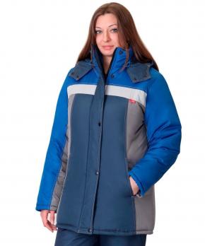 Куртка "Фристайл" женская, темно-синяя со стальным (Ч3)
