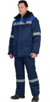 Костюм "Север-1" зимний: куртка длинная, брюки синий с васильковым и СОП тк. Кроун240_0