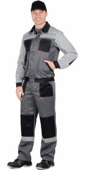 Костюм "Лигор" куртка, брюки темно-серый со светло-серым и черным СОП 50 мм (тк. Гретта)